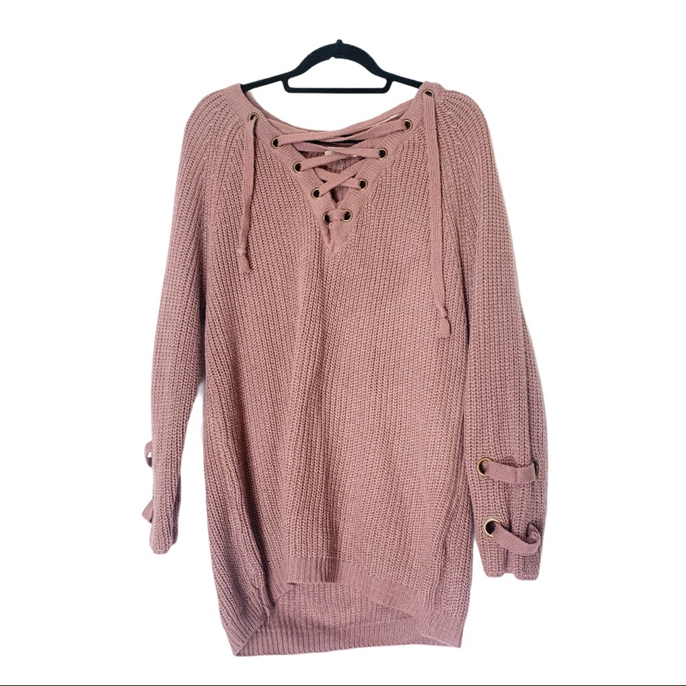 Miracle dusted pink smooth knit with tie detail